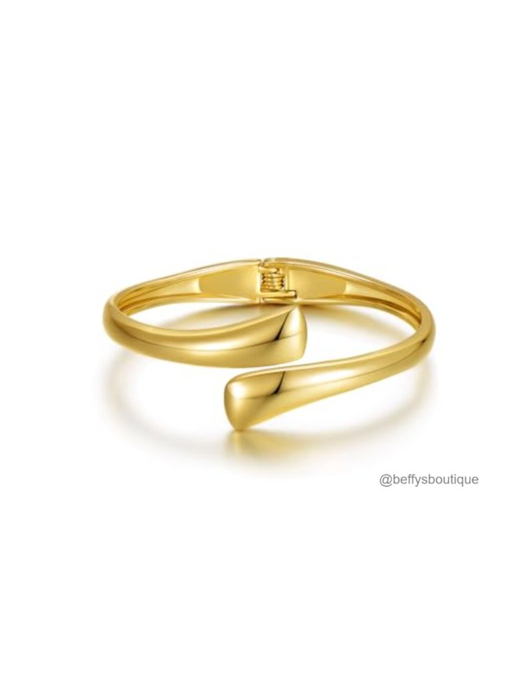 Gold Plated Wide Cuff Bangle Bracelet Hinged Open Chunky Minimalist Women's